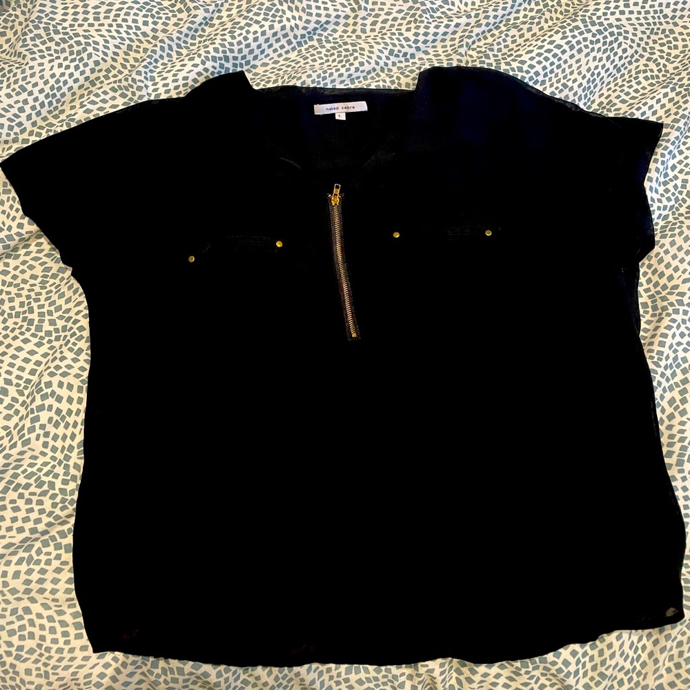 Black short sleeve blouse